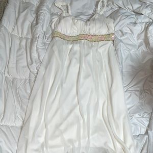 White flowy mid length dress